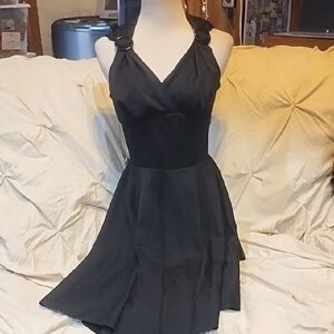 No Label Black Halter Fit-and-Flare Dress - Elegant Women's Evening Dress